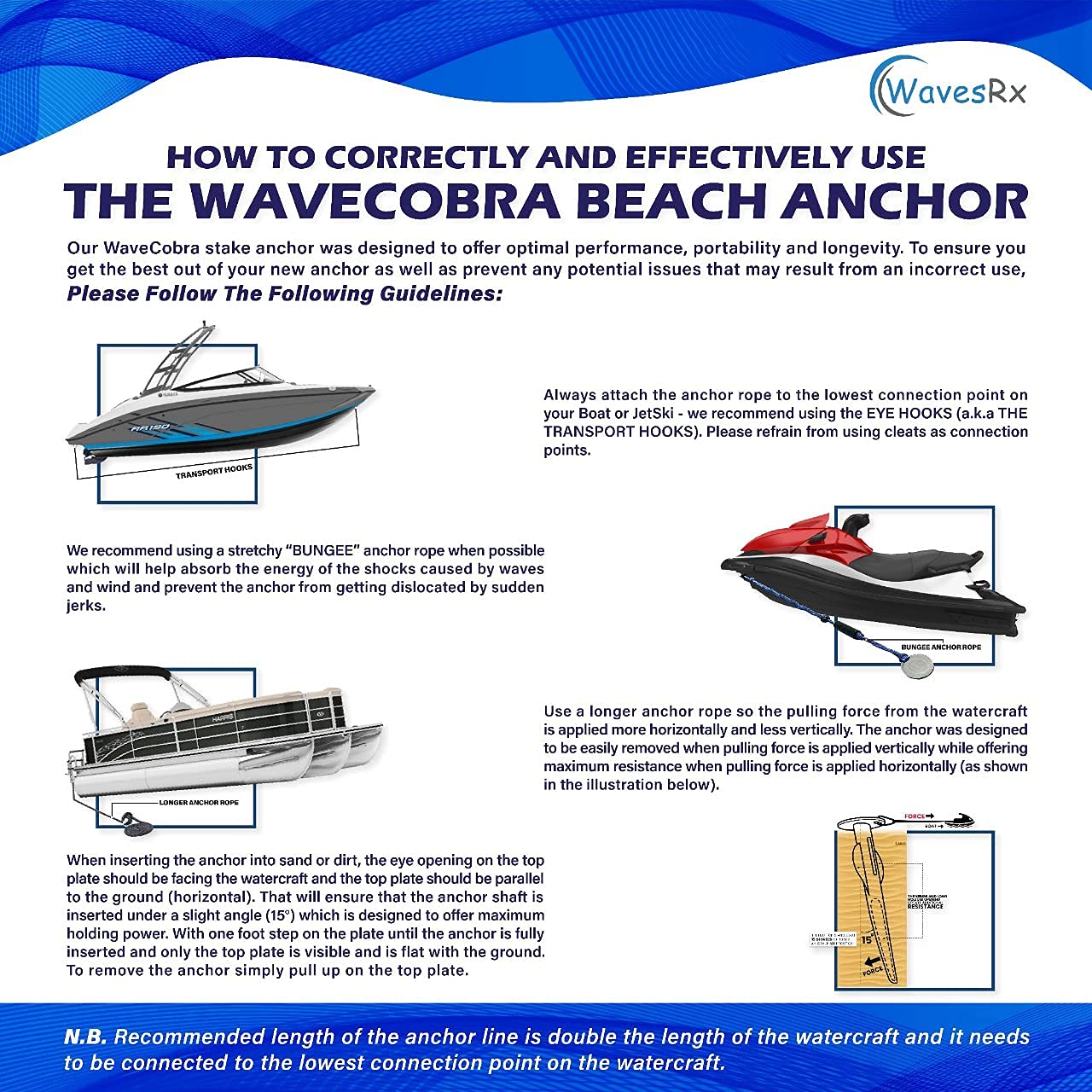 VEITHI 18 Sand Anchor for Boat, Aluminum Spike Beach Anchor for Boats, Jet  Skis & PWCs Design Keeps Your Watercraft Securely Anchored Near Shore