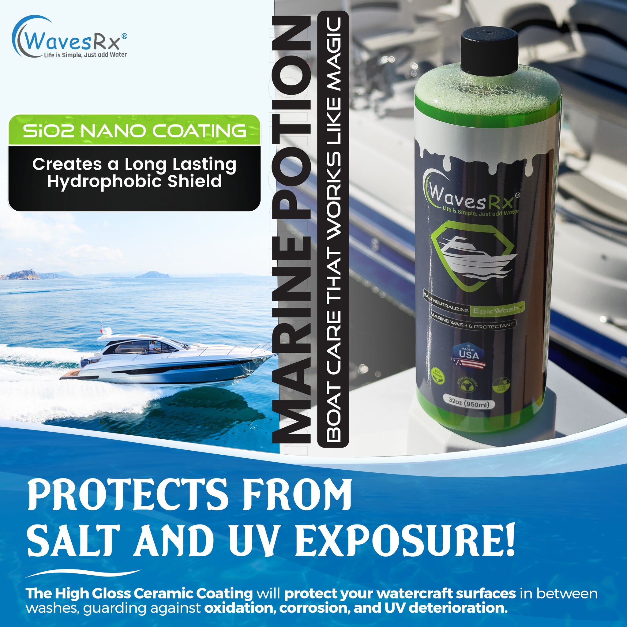 WavesRx Marine Grime & Scuff Remover Pads (Boat Erasers) + Salt Neutra